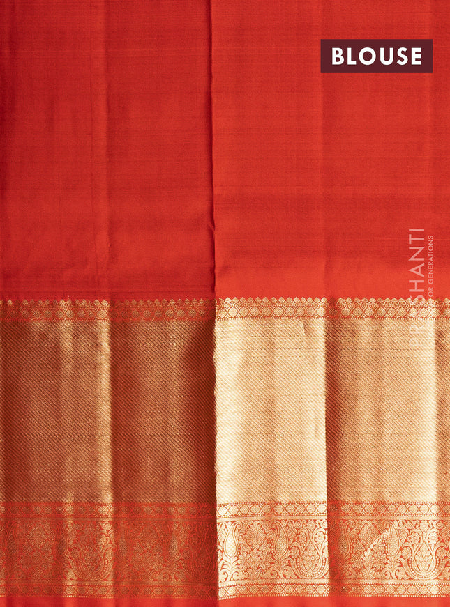 Pure silk lehenga dhawani dual shade of green and red with zari woven buttas and long rich zari woven border