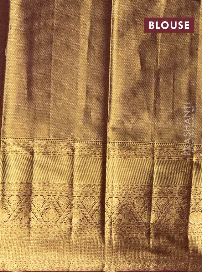 Pure silk tissue lehenga dhawani pink and deep maroon with allover zari woven floral brocade weaves and long rich zari woven border