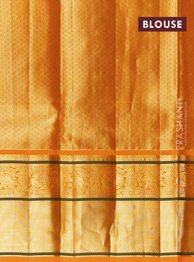 Pure silk tissue lehenga dhawani gold and orange with allover brid zari woven brocade weaves and long rich zari woven border