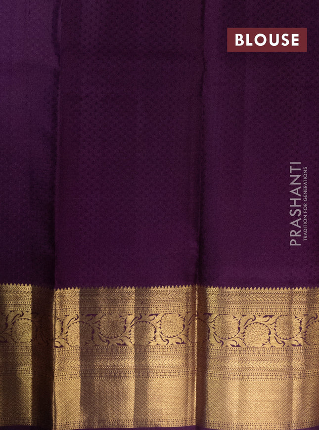 Pure silk lehenga dhawani light blue and jamun shade with allover silver zari woven floral brocade weaves and long rich zari woven border