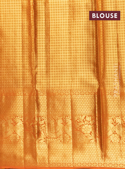 Pure silk tissue lehenga dhawani dual shade of orange with allover zari woven brocade weaves and long rich zari woven border