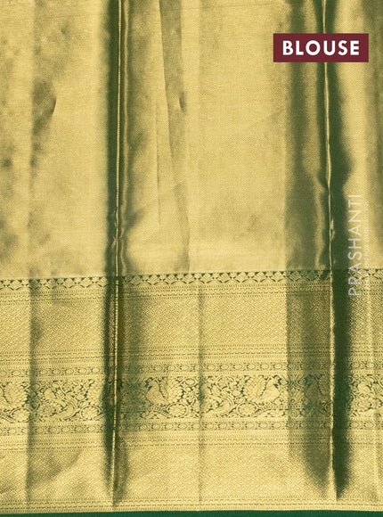 Pure silk tissue lehenga dhawani dual shade of pink and green with allover zari woven brocade weaves and long rich zari woven border