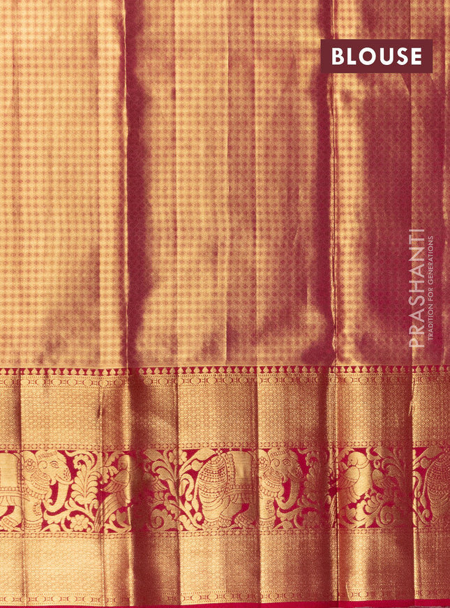 Pure silk tissue lehenga dhawani gold and purple with allover zari woven floral brocade weaves and long rich zari woven border