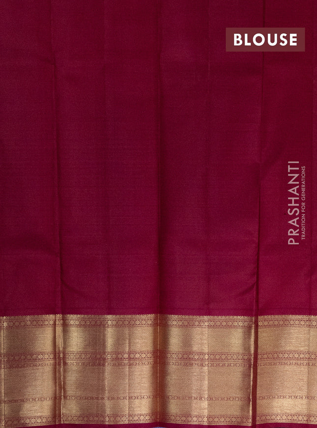 Pure silk lehenga dhawani teal blue and maroon with zari woven buttas and long rich zari woven korvai border