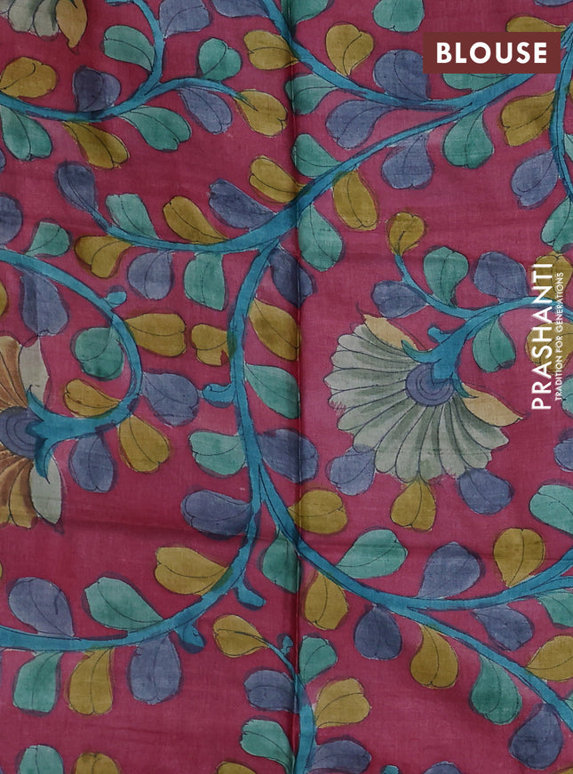 Mangalgiri silk cotton saree pastel greyish blue and maroon with allover silver zari checked pattern and silver zari woven border