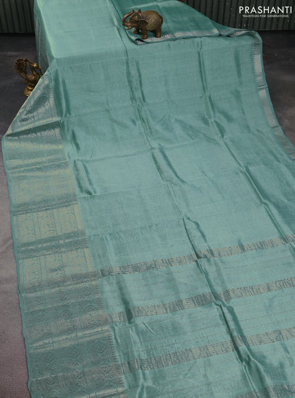 Mangalgiri silk cotton saree pastel green and maroon with palin body and long annam silver zari woven border