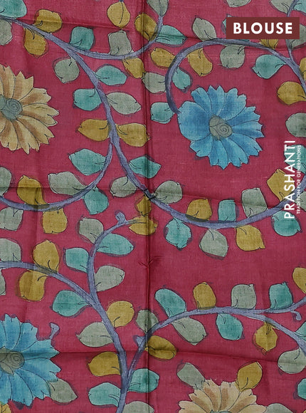 Mangalgiri silk cotton saree pastel green and maroon with palin body and long annam silver zari woven border