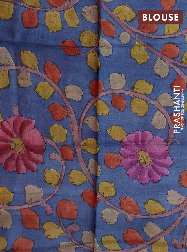 Mangalgiri silk cotton saree pink and bluish grey with allover silver zari checked pattern and long silver zari woven border
