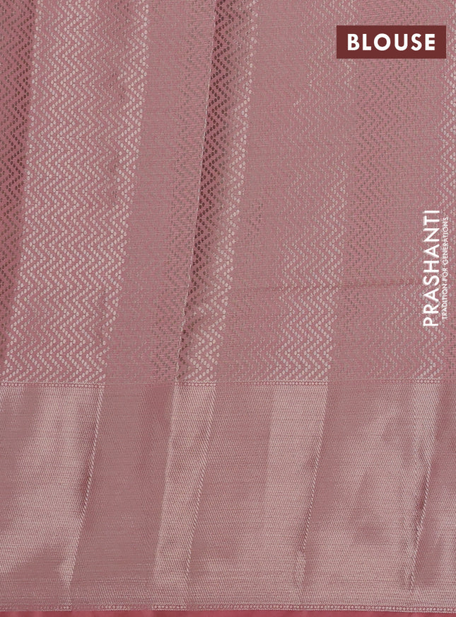 Cotton zari kota saree teal green shade and peach pink with thread woven buttas and muniya butta border