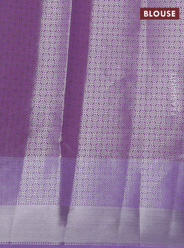 Cotton zari kota saree purple and lavender with silver zari woven buttas and silver zari woven border
