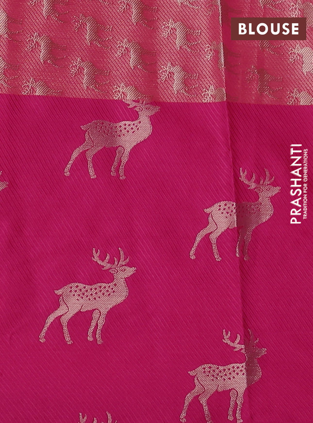 Cotton tissue zari kota saree orange and pink with allover zari woven brocade weaves and long deer zari woven butta border