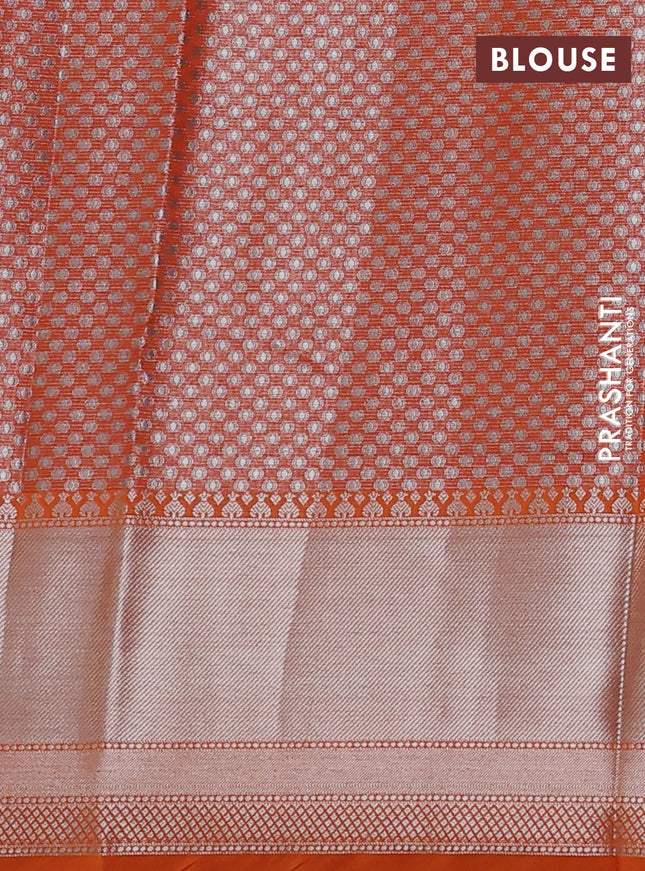 Cotton tissue zari kota saree pink and orange with silver zari woven pichwai buttas and silver zari woven border