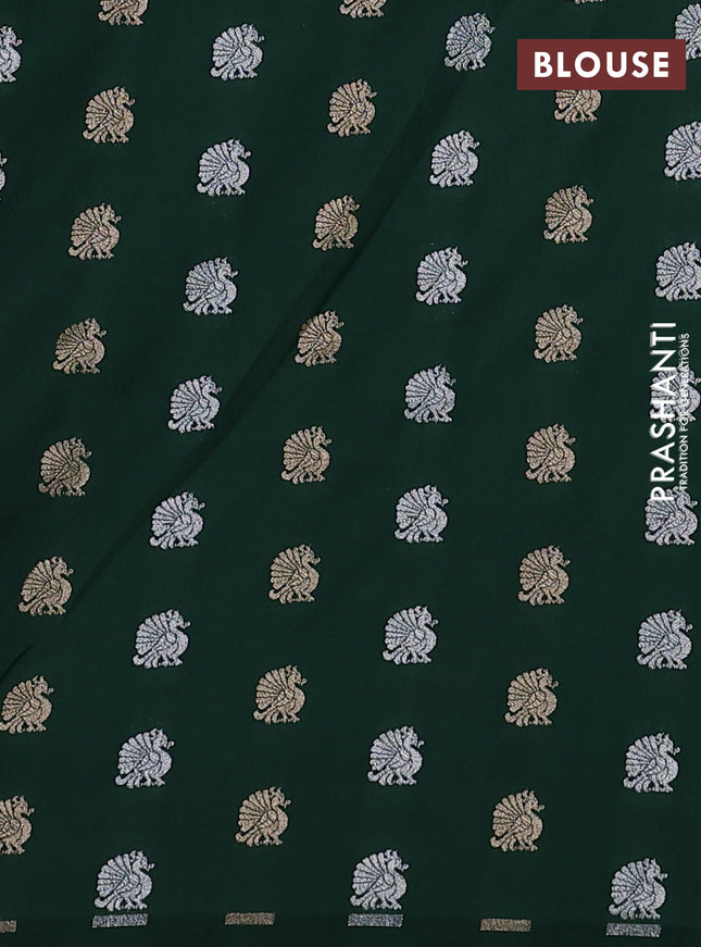 Cotton zari kota saree fluorescent green and bottle green with zari woven geometric buttas and zari woven pichwai buttas