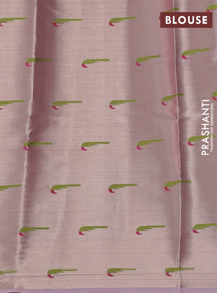 Cotton zari kota saree peach pink with allover silver zari woven buttas and zari woven muniya butta border