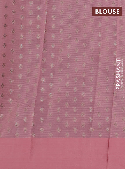 Cotton zari kota saree lavender and peach pink with zari woven floral buttas and simple border