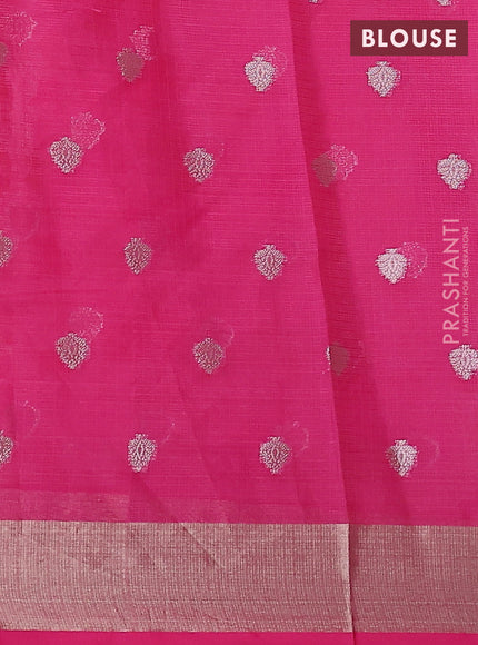 Cotton zari kota saree lavender and pink with allover thread & silver zari weaves and zari woven border