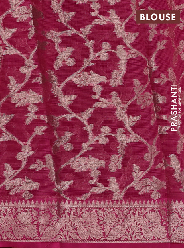 Cotton tissue zari kota saree orange and pink with zari woven buttas and zari woven border