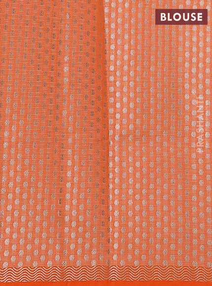 Cotton zari kota saree lavender shade and orange with zari woven buttas and zari woven border