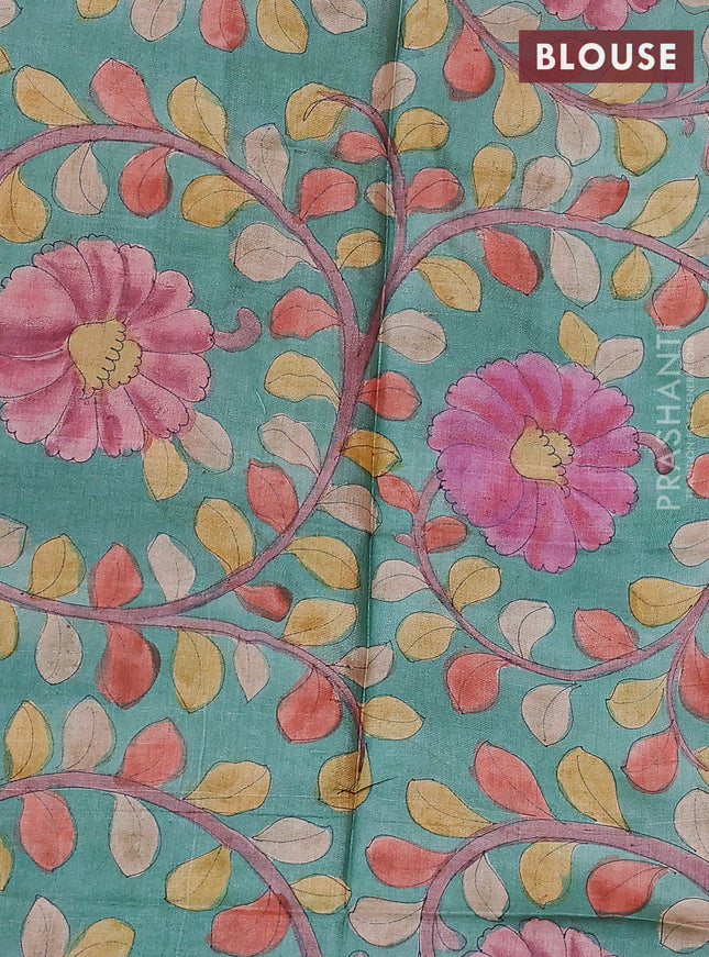 Mangalgiri silk cotton saree peach shade and green with allover zari checked pattern and zari woven border