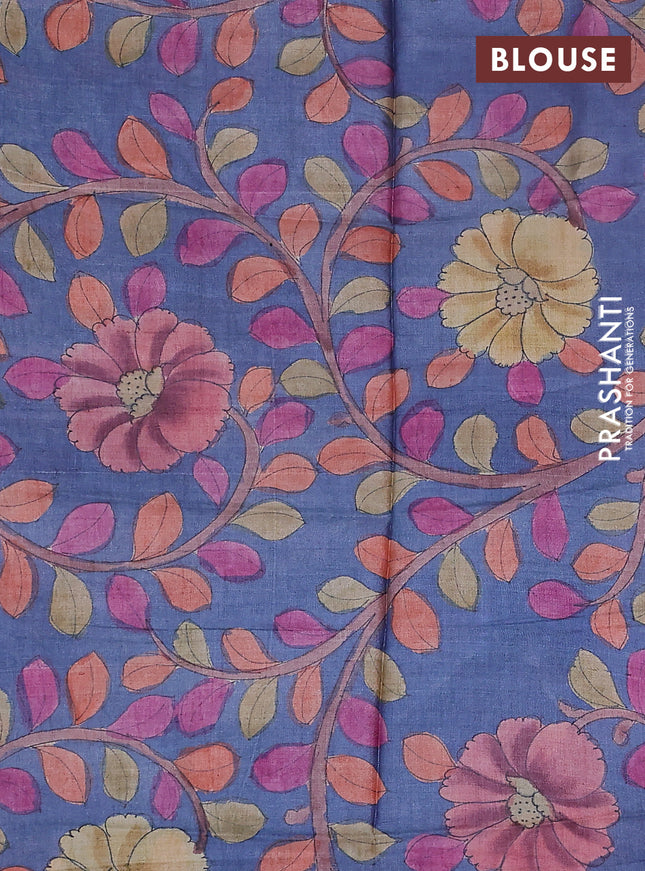 Mangalgiri silk cotton saree peach orange and blue with allover zari checked pattern and zari woven border