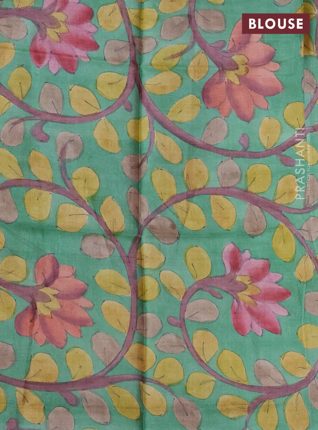 Mangalgiri silk cotton saree magenta pink and green shade with silver zari woven buttas and silver zari woven annam border