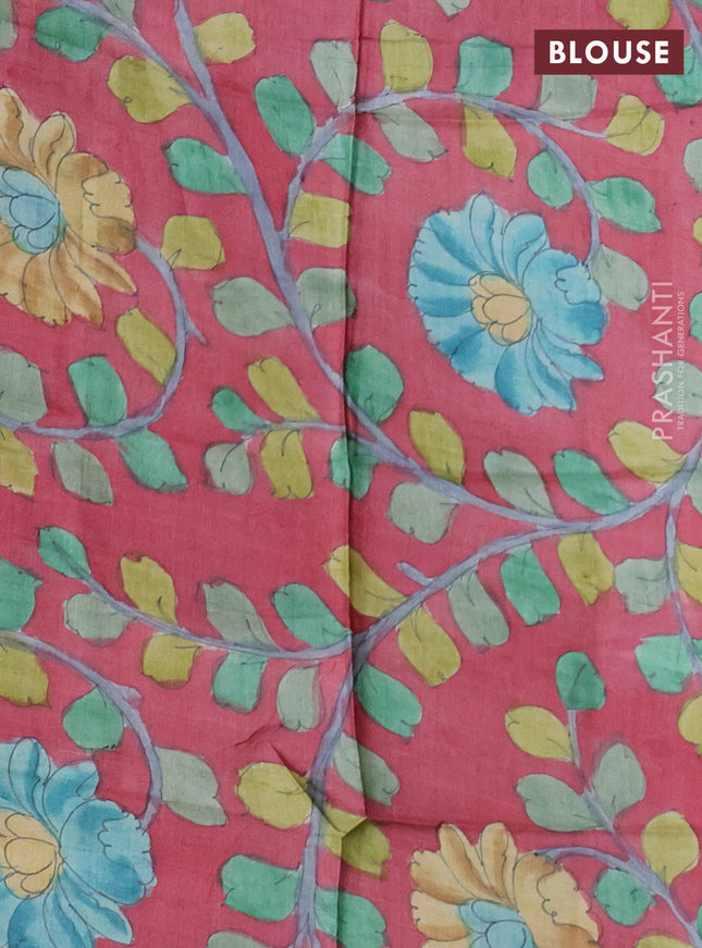 Mangalgiri silk cotton saree green and maroon with plain body and silver zari woven border