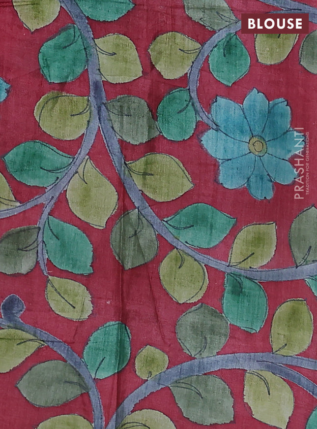 Mangalgiri silk cotton saree teal green and maroon with plain body and zari woven border