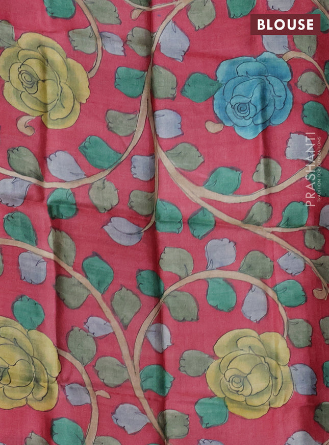 Mangalgiri silk cotton saree black and pink shade with plain body and zari woven border