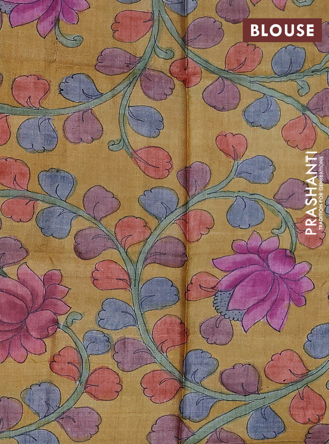 Mangalgiri silk cotton saree cs blue and yellow with plain body and silver zari woven border