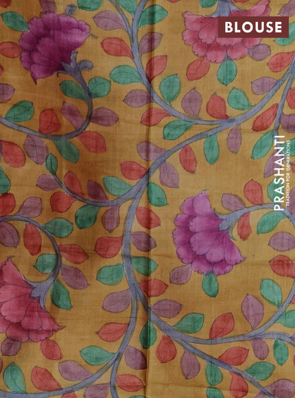 Mangalgiri silk cotton saree red and mustard yellow with plain body and silver zari woven border