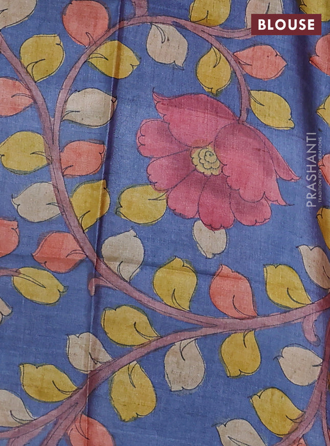 Mangalgiri silk cotton saree peach orange and bluish grey with plain body and long annam silver zari woven border