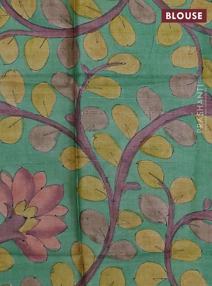 Mangalgiri silk cotton saree yellow and teal green with plain body and long annam silver zari woven border