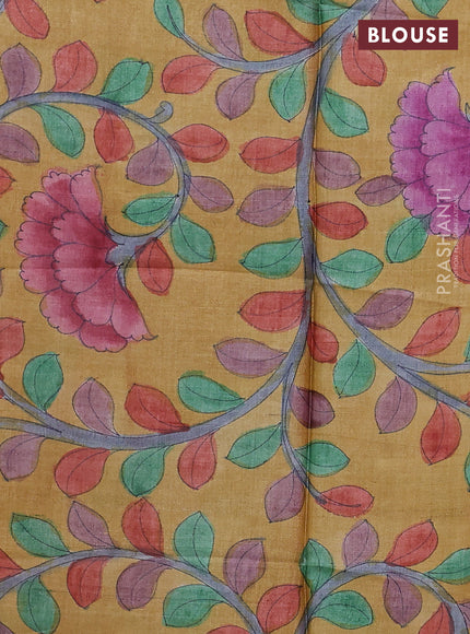 Mangalgiri silk cotton saree peach orange and mustard yellow with plain body and long annam silver zari woven border