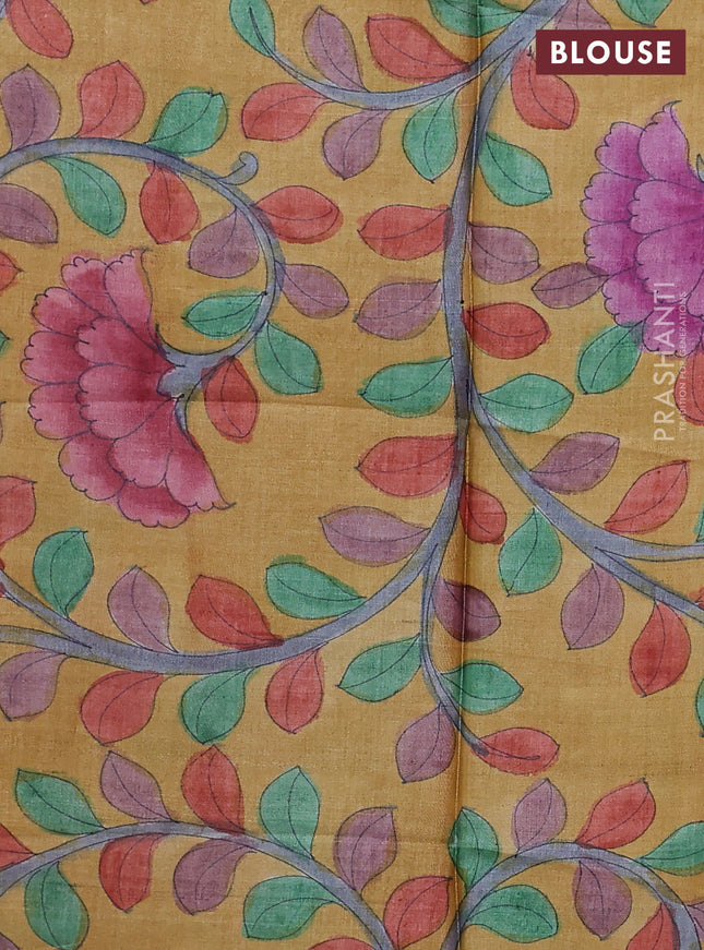 Mangalgiri silk cotton saree peach orange and mustard yellow with plain body and long annam silver zari woven border