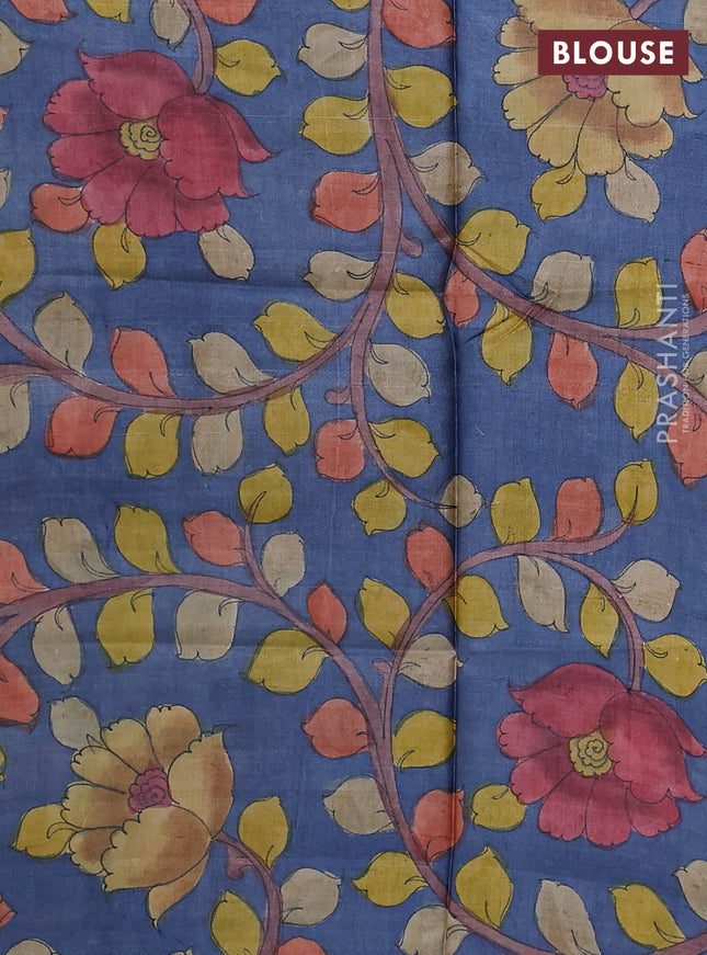 Mangalgiri silk cotton saree yellow and bluish grey with plain body and long annam silver zari woven border