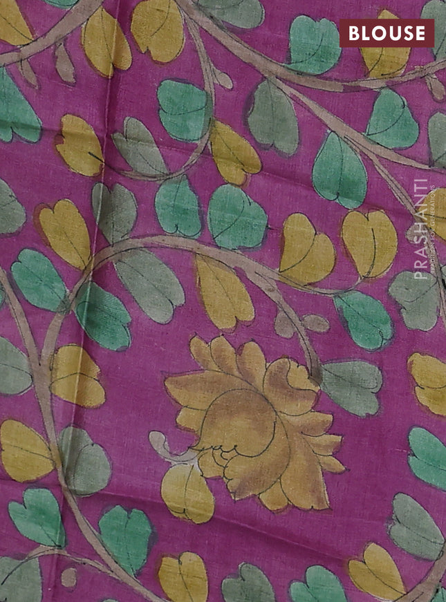 Mangalgiri silk cotton saree light pink and purple with plain body and silver zari woven border