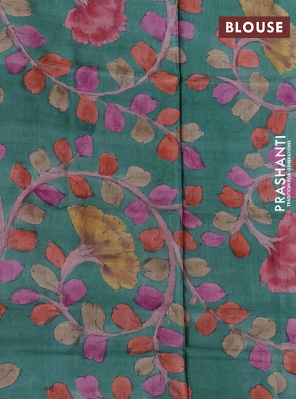 Mangalgiri silk cotton saree pink and green with allover silver zari stripe pattern and long rettapet silver zari wove checked border