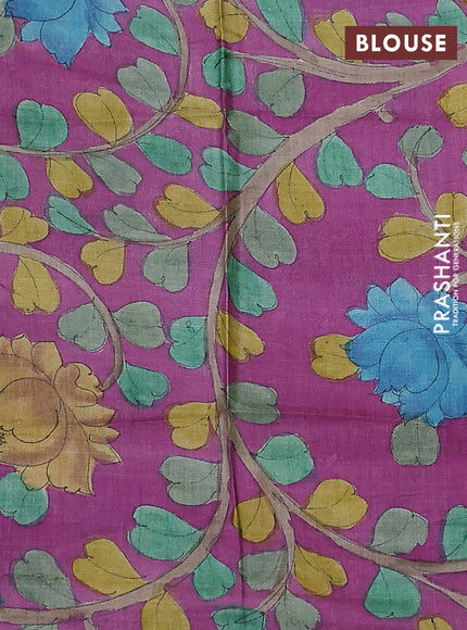 Mangalgiri silk cotton saree green and purple with plain body and long rettapet silver zari woven border