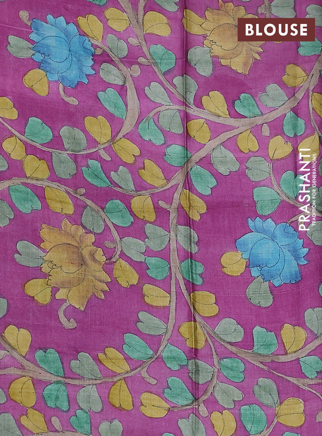 Mangalgiri silk cotton saree peacock blue and purple with plain body and long rettapet silver zari woven border