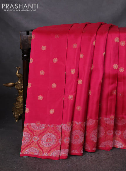 Kanchipuram silk saree pink with zari woven buttas and rich thread & zari woven border