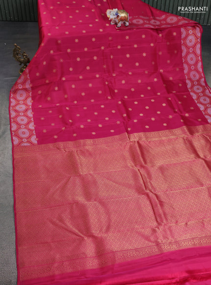 Kanchipuram silk saree pink with zari woven buttas and rich thread & zari woven border