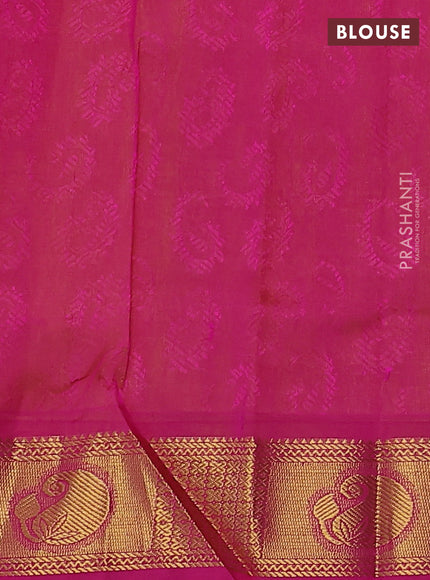 Silk cotton saree yellow and pink with allover self emboss jacquard and zari woven border