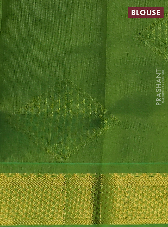 Silk cotton saree violet and light green with allover self emboss jacquard and zari woven border