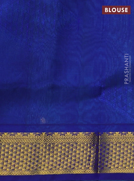 Silk cotton saree teal blue and blue with allover self emboss jacquard and zari woven border
