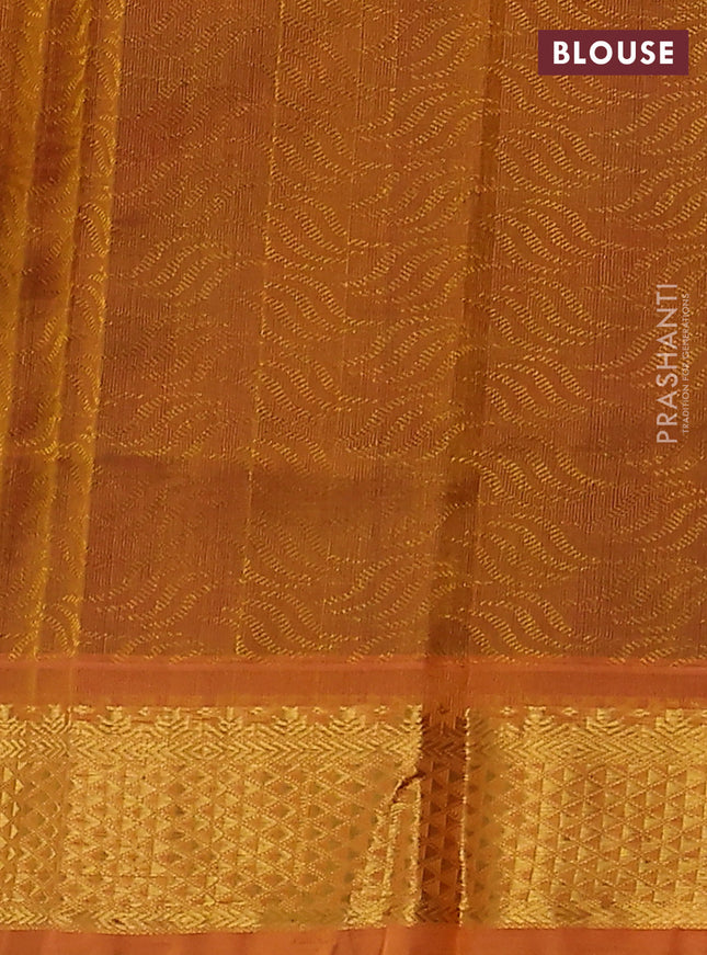 Silk cotton saree dark magenta pink and yellow with allover self emboss jacquard and zari woven border