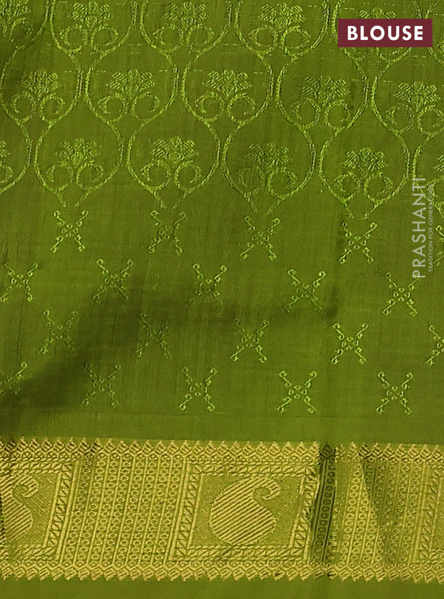 Silk cotton saree violet and lime green with allover self emboss jacquard and zari woven border