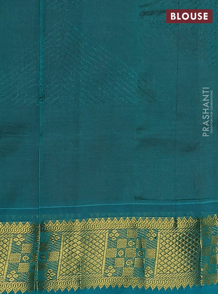 Silk cotton saree maroon and teal green with allover self emboss jacquard and zari woven border