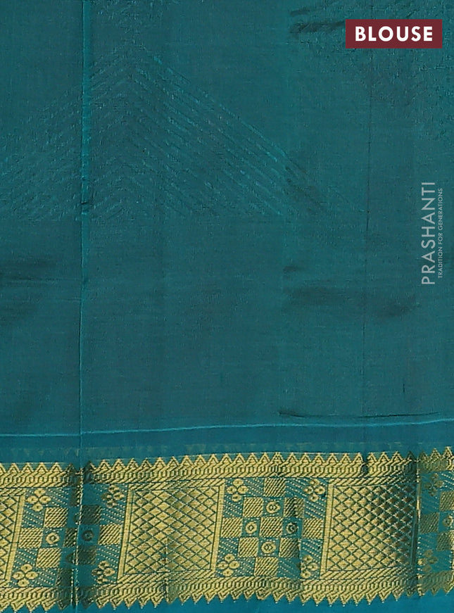 Silk cotton saree maroon and teal green with allover self emboss jacquard and zari woven border