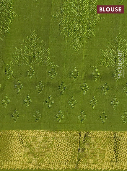 Silk cotton saree blue and light green with allover self emboss jacquard and zari woven border