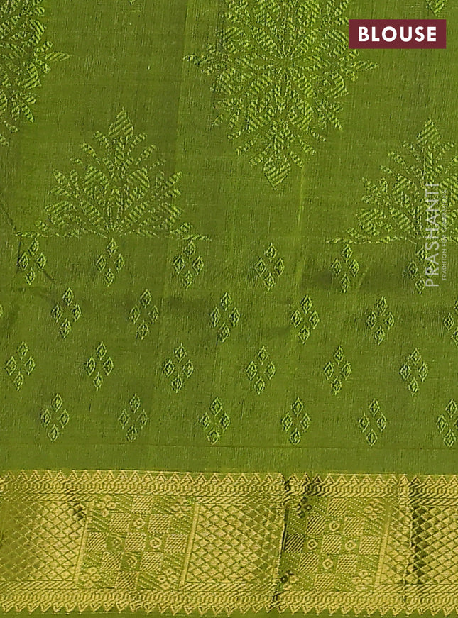 Silk cotton saree blue and light green with allover self emboss jacquard and zari woven border